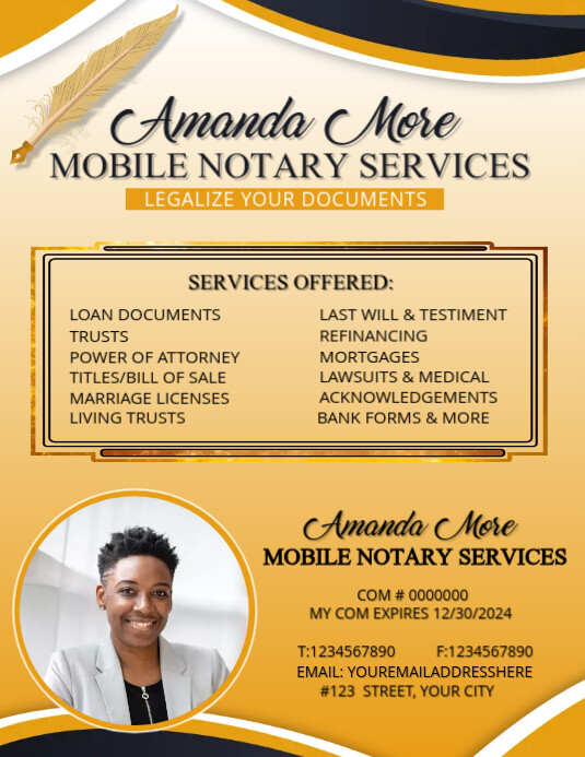 Notary Services Flyer Folheto (US Letter) template