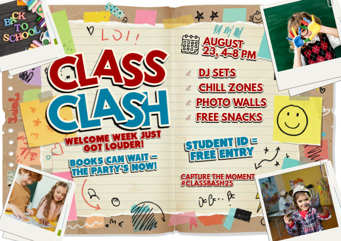 Notebook Chaos, Campus Fun Begins A4 template