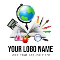 Notebook Graphy, School Supplies, School Supplies, School Bus logo Logotipo template