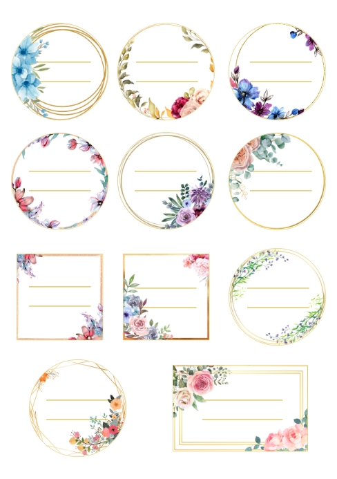 Copy of Notebook Label Stickers Girls Flowers Printab | PosterMyWall