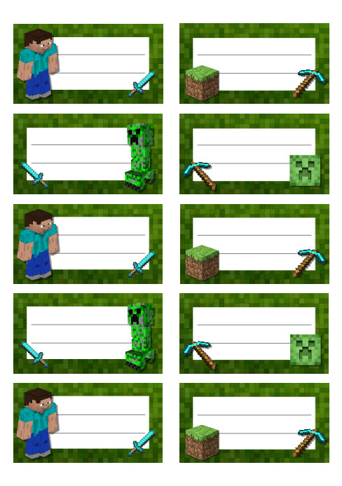 Minecraft School Math Labels White Minecraft Labels A5 Template | PosterMyWall