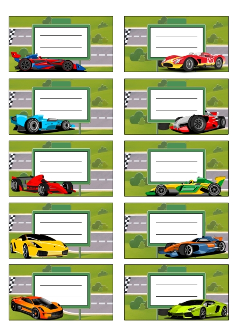 Printable Cars Notebook Label