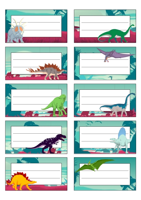 Copy of Notebook Labels Stickers Printable Boys Dinos | PosterMyWall