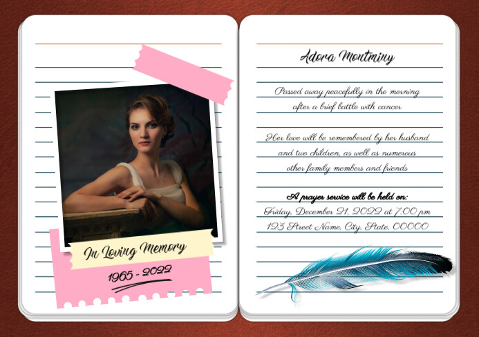 Copy of Notebook Style Memorial Card | PosterMyWall