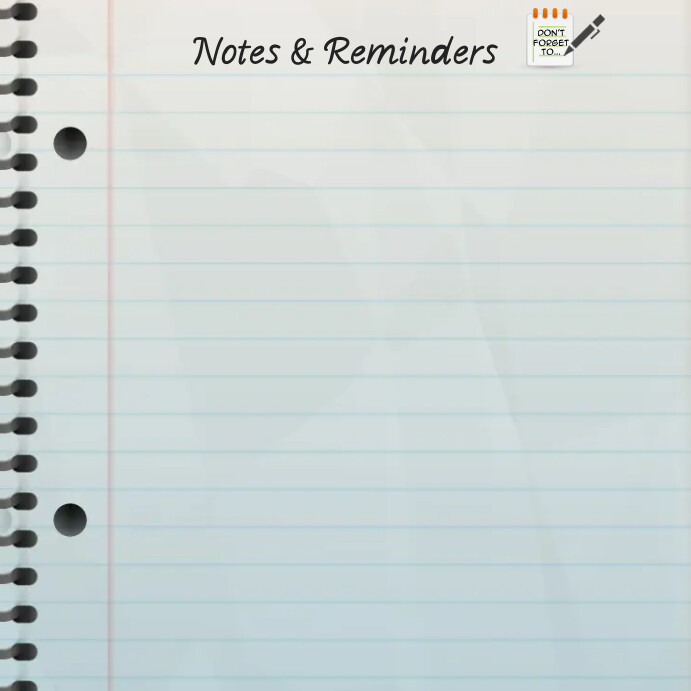 Notes & reminders template Quadrado (1:1)