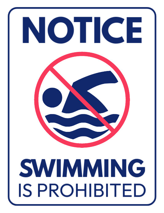 Unsupervised Swiming Sign Notice swimming is prohibited signage no swimming sign board Template ...