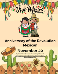 Jingga Mexican Revolution Anniversary Affiche/Panneau mural Template