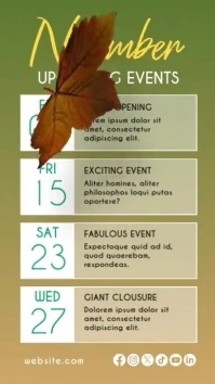 November Autumn Upcoming Events Calendar Story template