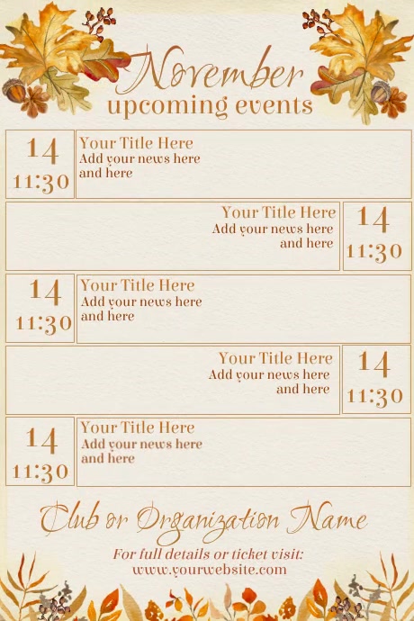 November Calendar by Paula Template | PosterMyWall