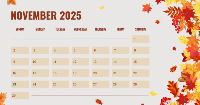 November calendar Template | PosterMyWall