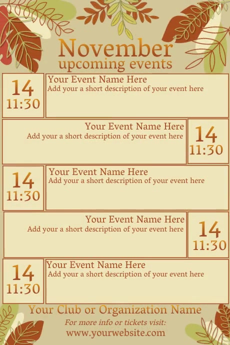November Calendar by Paula Template | PosterMyWall