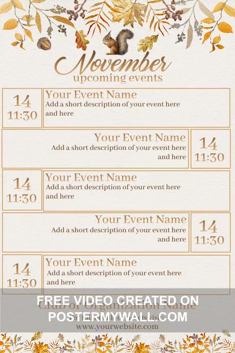 November Calendar Template | PosterMyWall