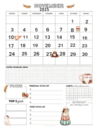 November calendar schedule flyer Folder (US Letter) template