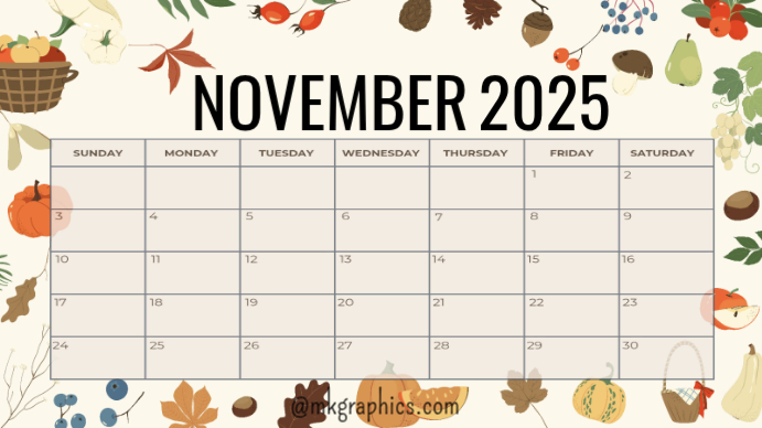 November 2025 Calendar Template | PosterMyWall