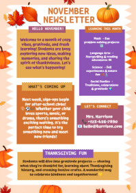 White November School Newsletter A4 Template