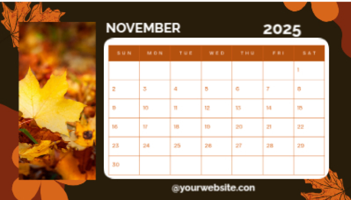 November New month calendar Business Card template