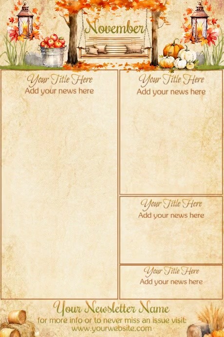 November Newsletter by Paula, by Paula, Fall theme, watercolor, Poster template