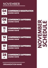NOVEMBER SCHEDULE TEMPLATE A6
