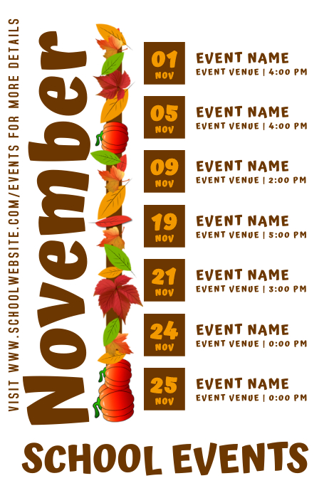 November School Schedule Calendar Template | PosterMyWall November School Schedule Calendar Template | PosterMyWall