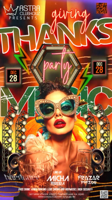 November Thanksgiving Club Party Event Design Template Instagram Story