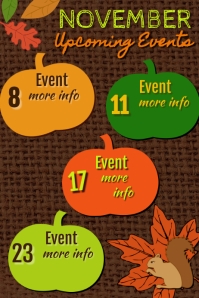 November Calendar of Events Template | PosterMyWall