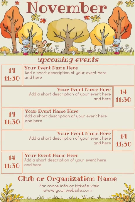 November Upcoming Events Template | PosterMyWall