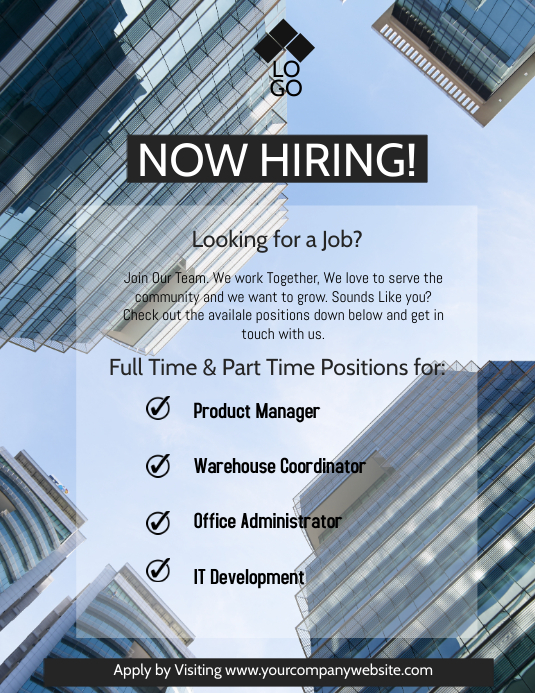 Now Hiring Flyer 传单(美国信函) template