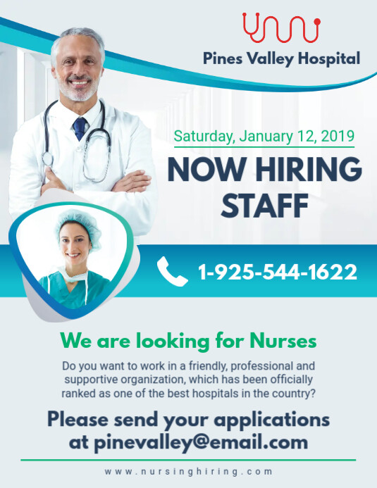 Now Hiring Nursing Professionals Advert Template | PosterMyWall