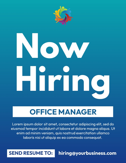 Now Hiring poster template PosterMyWall