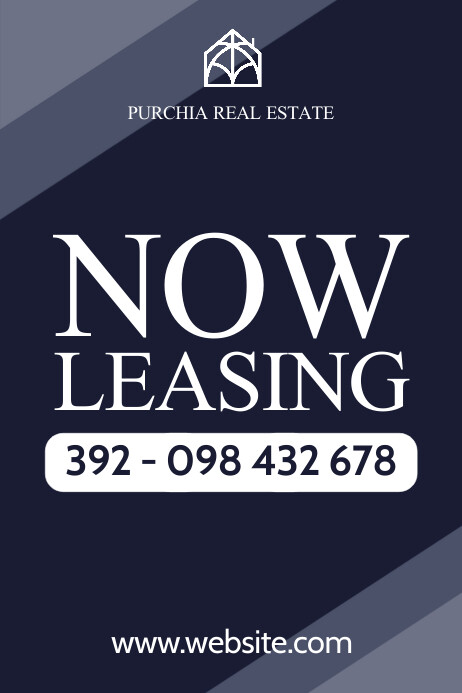 now leasing real estate minimal blue poster Template | PosterMyWall