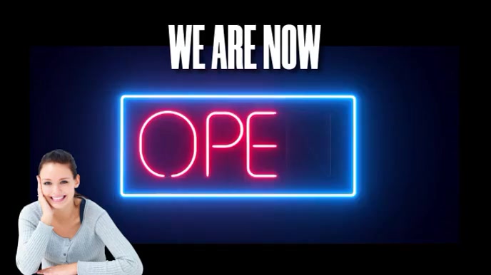 NOW OPEN FRONT VIEW Digital Display (16:9) template