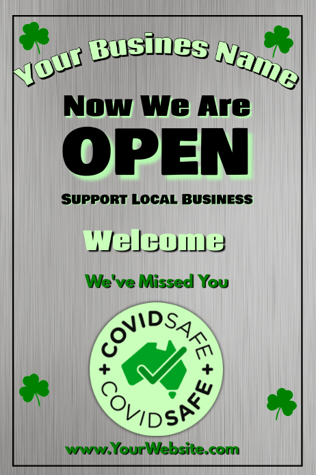 Now We Are Open Cartaz template