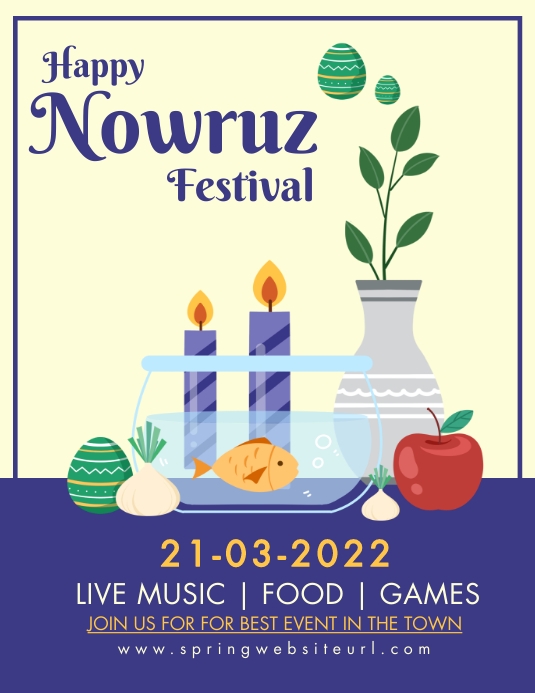 Nowruz, event,first day of spring Рекламная листовка (US Letter) template