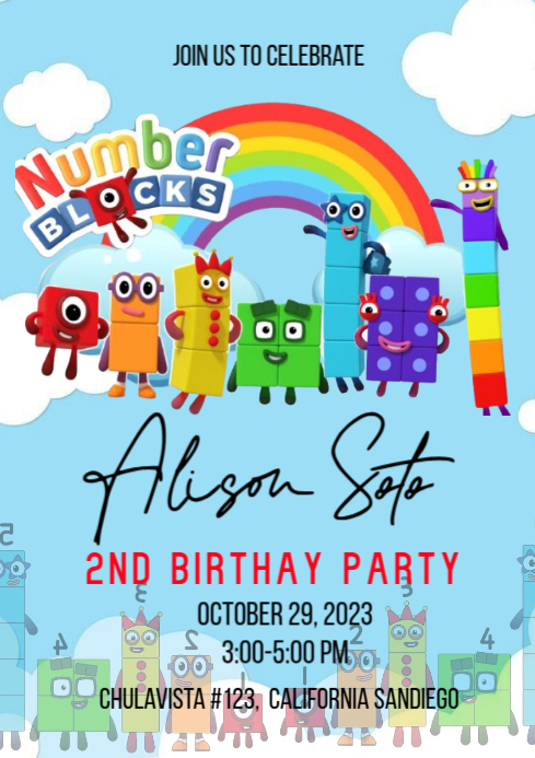 number block invitation Template | PosterMyWall