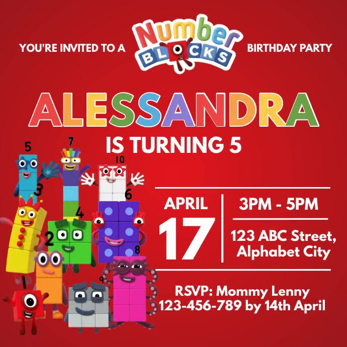 Number Blocks Birthday Invitation Template | PosterMyWall