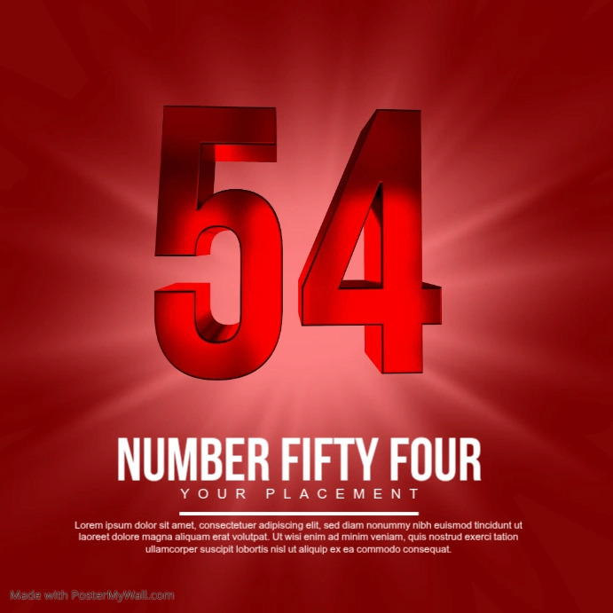 number-fifty-four-template-postermywall