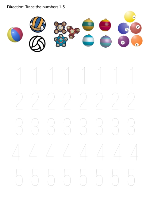 Number Tracing 1-5 A4 template