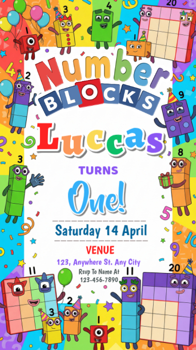 Copy of Numberblocks Birthday Invitation Instagram Story | PosterMyWall