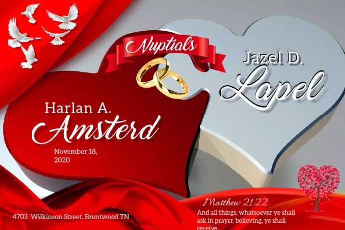 Nuptials Design Lettering Nuptials Red White Template | PosterMyWall