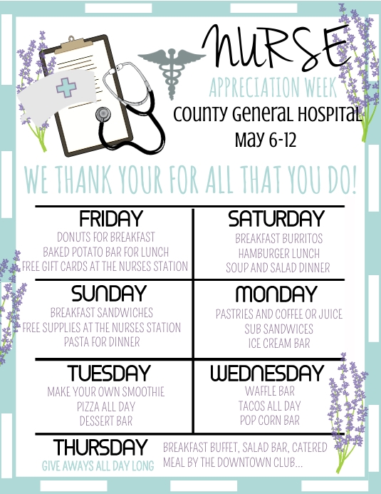 NURSE APPRECIATION WEEK FLYER Volantino (US Letter) template