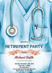 Nurse doctor retirement invitation A6 template