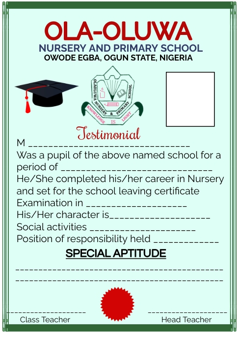 Certificate Template Primary School