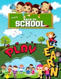 สีน้ำเงิน Back to School ใบปลิว Template