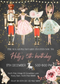 Nutcracker Ballet party Invitation A6 template