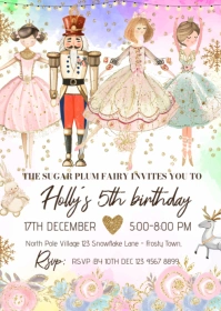 Nutcracker Ballet party Invitation A6 template