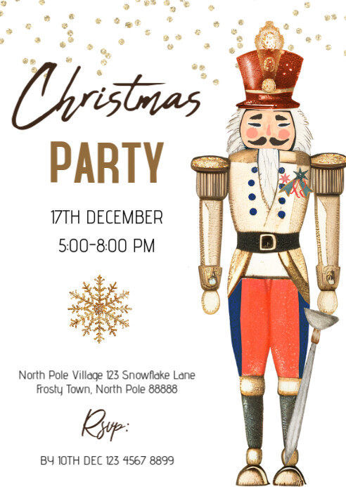 Nutcracker Christmas party Invitation A6 template