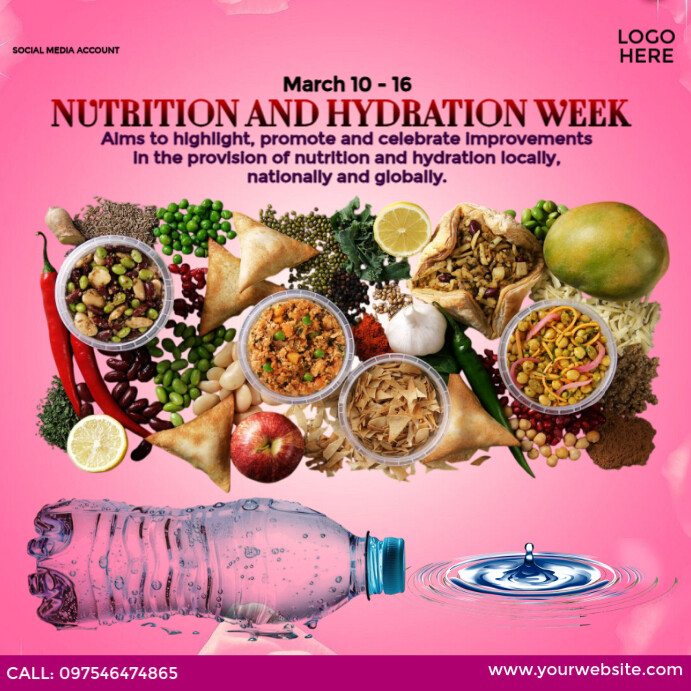 Hydration Week Nutrition and Hydration Week Template | PosterMyWall