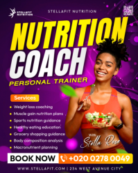 Nutrition Coach Personal Fitness Trainer For Loosing Weight Food Diet Nutritionist Flyer Template In Instagram Portrait