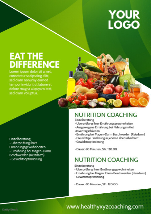 nutrition coaching health food ad flyer desig template