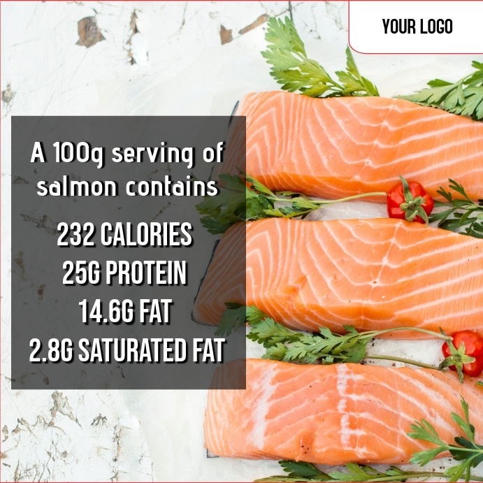 Nutrition value of 100g Salmon fish Template | PosterMyWall